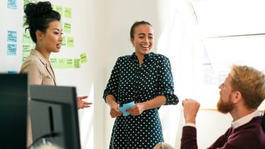 Agile working team standup meeting in the office