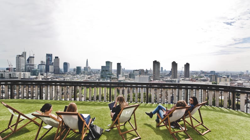 White Collar Factory, 1 Old Street Yard: A fashionable space with a sociable feel in trendy, bustling Old Street.