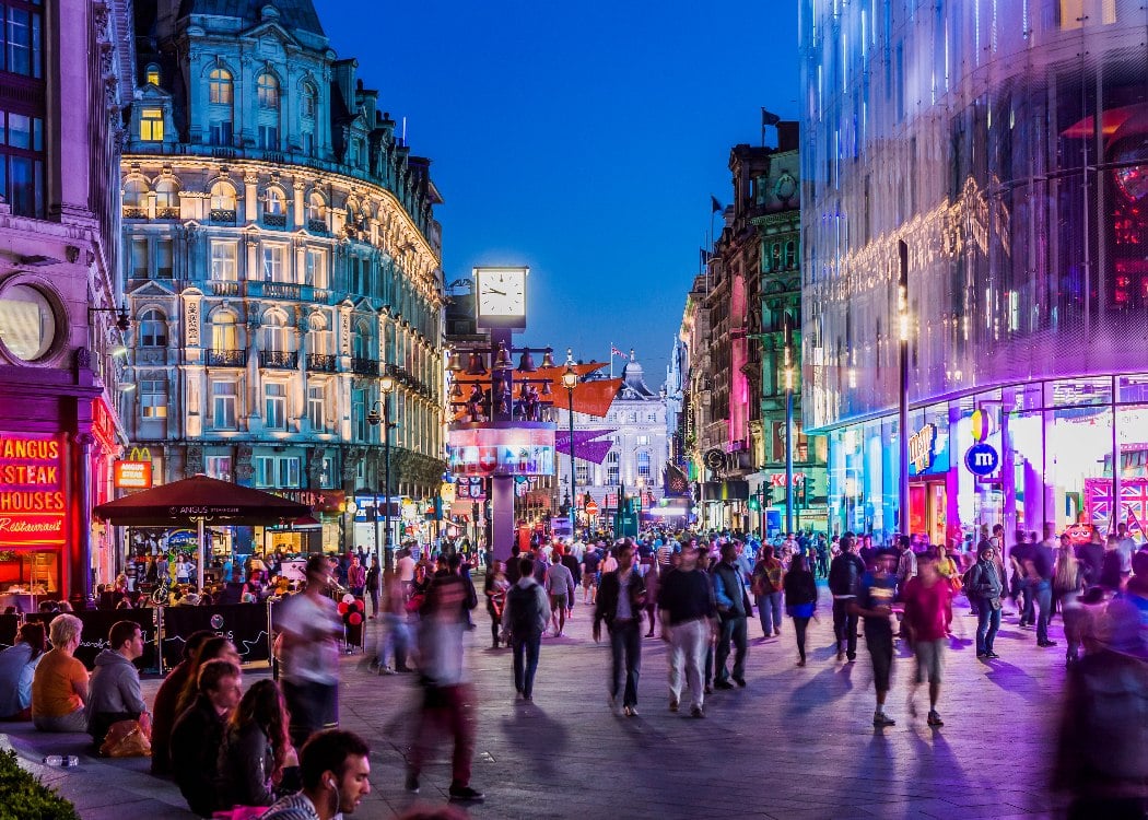 People in Leicester Square London