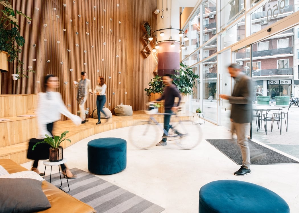 Workers arriving to office